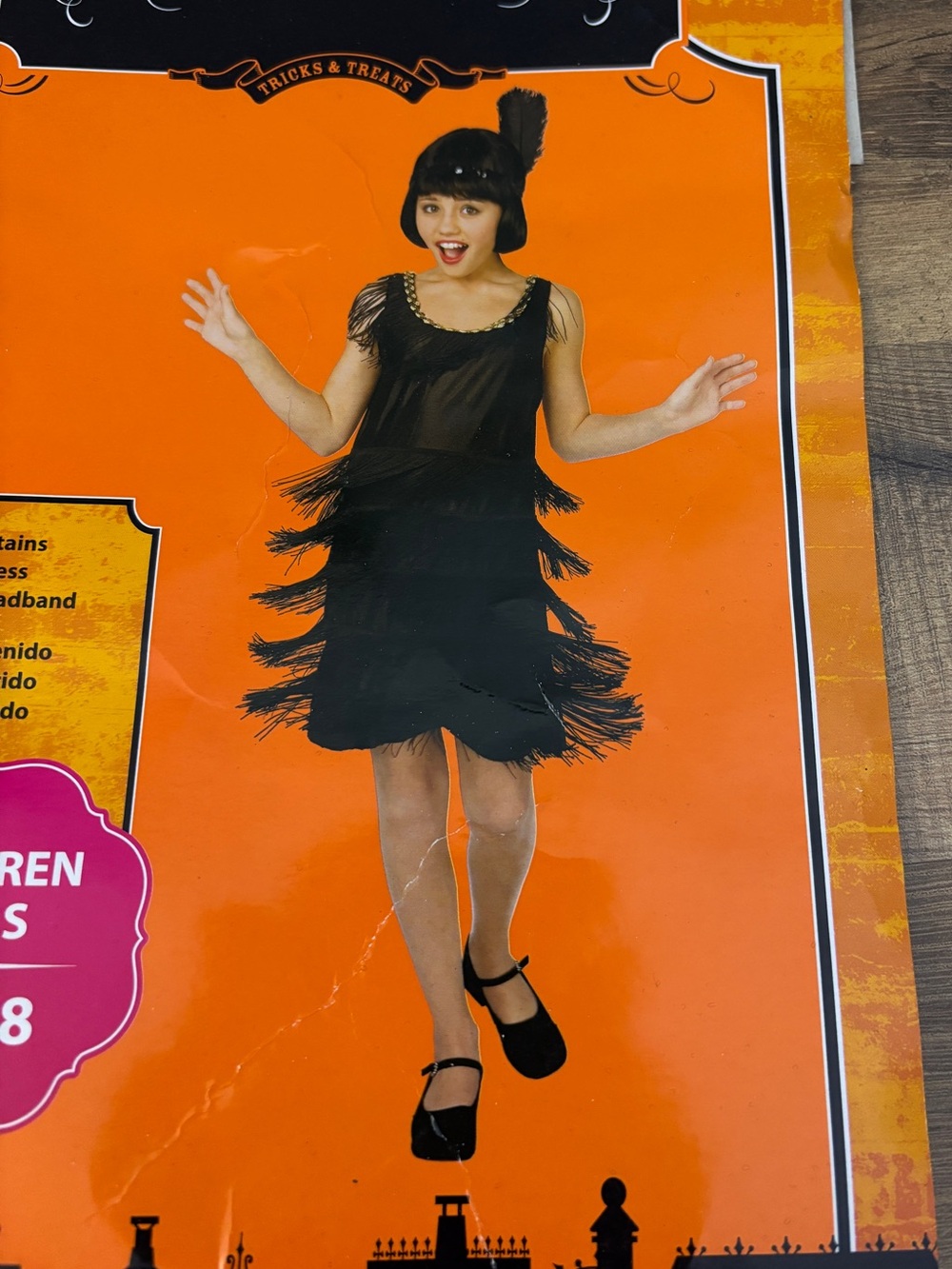 Tricks & Treats Flapper Halloween Dress Up Costume Dress & Headband Girls